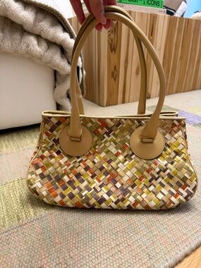 vintage Bottega Veneta intrecciato multicolor woven leather bag - 100% authentic